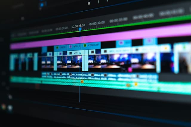 Post-production video editing timeline